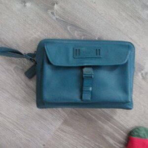 Coach Ranger Reef Blue Leather Mini Pouch Clutch Wristlet Bag 1172